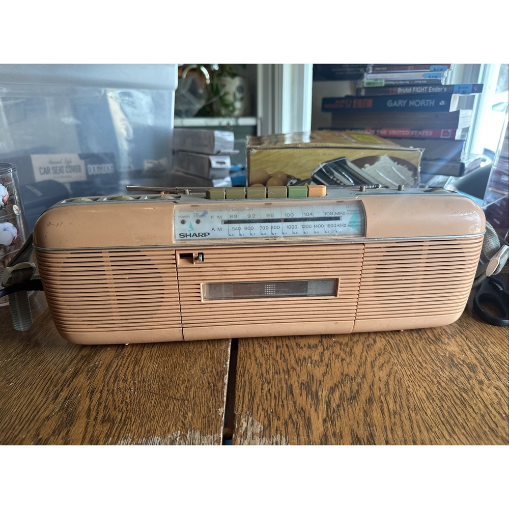 Sharp QT-50 Cassette Player Radio Pastel Pink Vintage 1980s Stranger Things